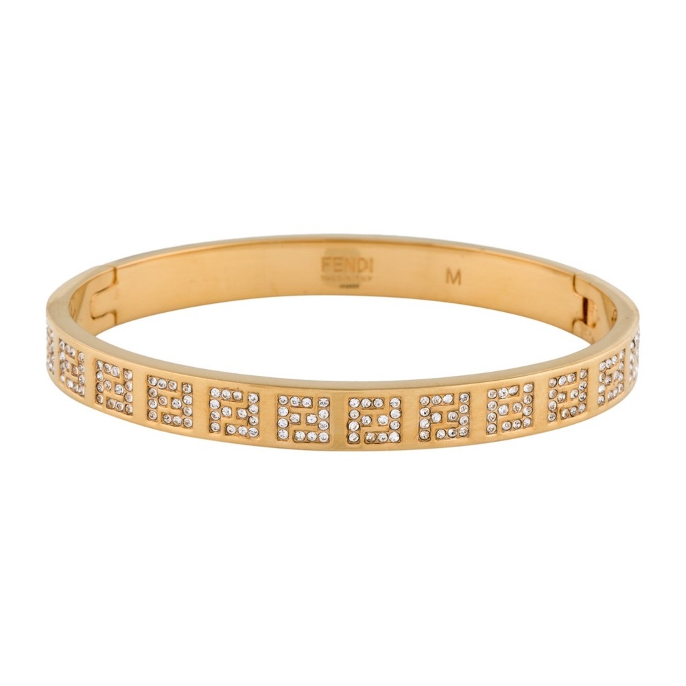 FENDI FF Forever Fendi Gold Hinged Bracelet Size Small